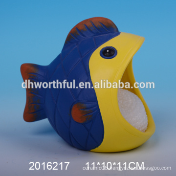 Ceramic sponge holder with small fish design for kitchen